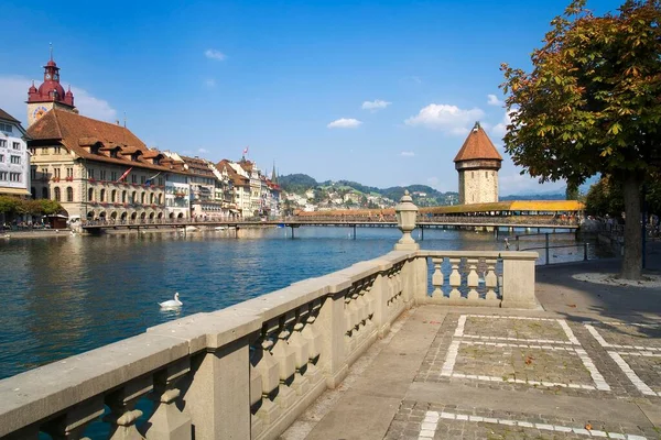 Altstadt Und Kapellbrücke Luzern Schweiz Europa — Stockfoto