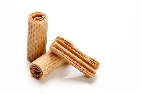 Rolled Wafer Biscuits Close View — 图库照片