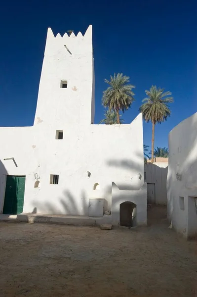 Bílá Mešita Historickém Centru Ghadames Ghadamis Unesco Světového Dědictví Libye — Stock fotografie