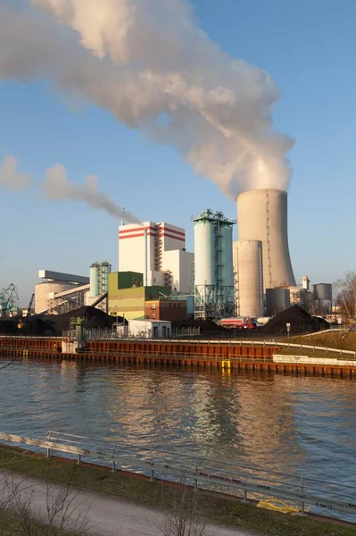 Trianel Kömür Santrali Datteln Hamm Kanalı Lnen Ruhr Bölgesi Kuzey — Stok fotoğraf