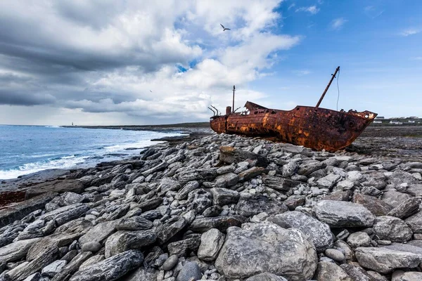 Shipwreck Plassy Stranded Finnish Coast 1960 Inis Oirr Aran Islands — Stock Photo, Image