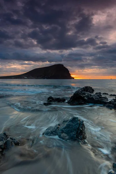 Playa Tejita Tejita Praia Nascer Sol Céu Nublado Ilhas Canárias — Fotografia de Stock