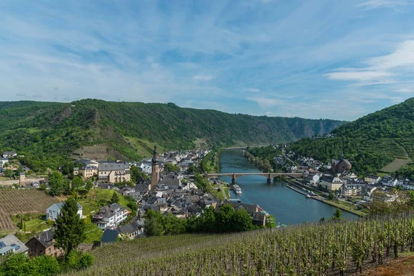 Widok Cesarskiego Zamku Miasta Moselle Dolina Mosel Cochem Nadrenia Palatynat — Zdjęcie stockowe