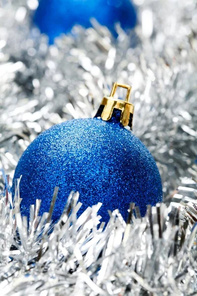 Μπλε Στολίδια Χριστούγεννα Για Χριστούγεννα Διακόσμηση — Φωτογραφία Αρχείου