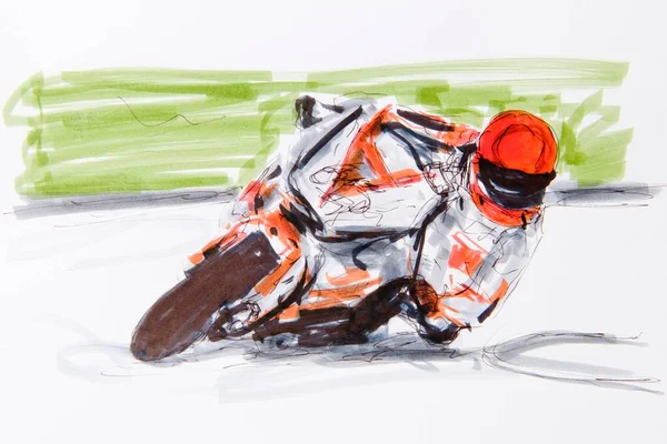 Motorcycle Race Drawing Artist Gerhard Kraus Kriftel Illustration — Stock Photo, Image