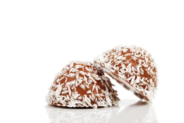 Two Coconut Chocolate Coated Marshmallow Treats —  Fotos de Stock