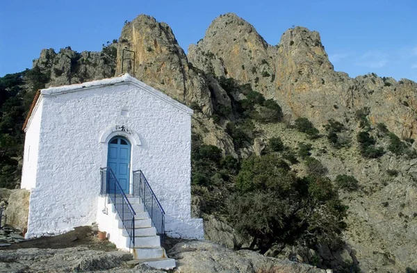 Panagia Kremniotissa Church High Cliffs Samothraki Island Thrakia Greece Europe — Foto de Stock