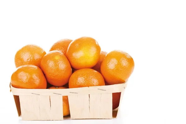 Mandarines Wooden Tray Close View — Stockfoto