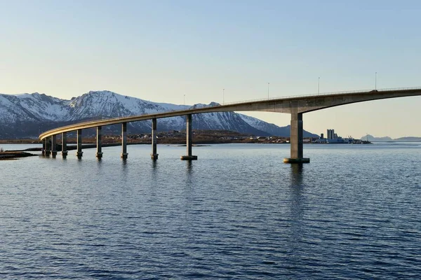 Bridge Langysund Stokmarknes Island Hadselya Nordland Vesteralen Norway Europe — Stock Photo, Image