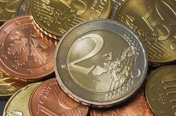 Nahaufnahme Einer Zwei Euro Münze — Stockfoto