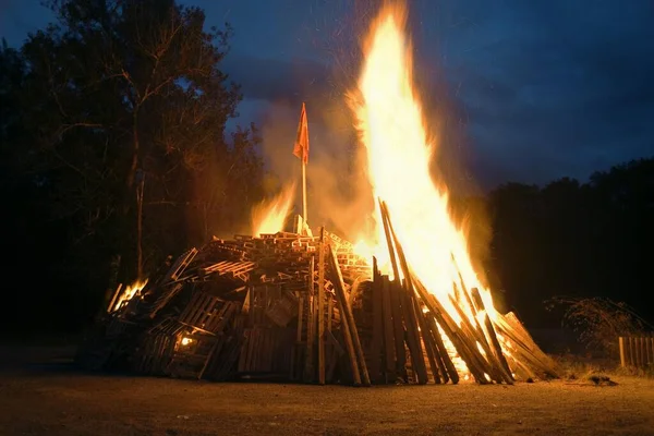 Swiss National Holiday August Fires Tentlingen Canton Freiburg Switzerland Europe — Stock Photo, Image