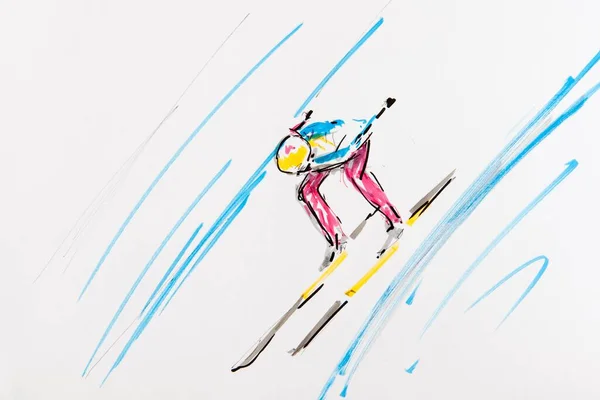 Drawing Ski Jumping Artist Gerhard Kraus Kriftel — ストック写真