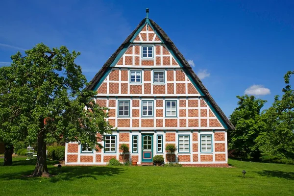 Historic Thatched Half Timbered House Altlnder Farmhouse Jork Altes Land — Stock Photo, Image