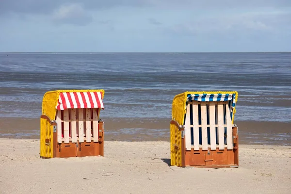 Empty Beach Chairs Cuxhaven North Sea Lower Saxony Germany Europe — Zdjęcie stockowe