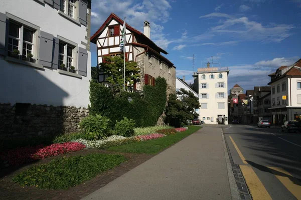 Old Restaurant Timberframe Houses Historic Old Town Arbon Thurgau Switzerland — Stockfoto