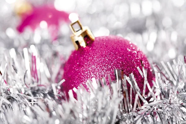 Pink Glitter Christmas Tree Balls Christmas Decorations — Stock fotografie