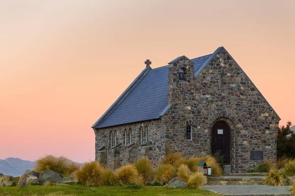 Kerk Van Goede Herder Aan Het Tekapomeer Het Avondlicht Tekapomeer — Stockfoto