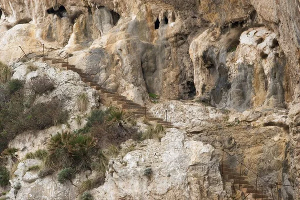 Ruined Stone Stair Cave Background — Stockfoto