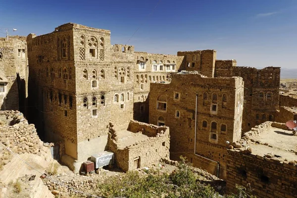 Ornamental Stone Houses Historic Town Centre Thula Yemen Arabia Arabian — Φωτογραφία Αρχείου