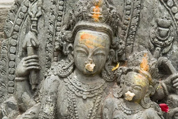 Estátua Hinduísta Swayambhunat Tempel Kathmandu Nepal Ásia — Fotografia de Stock