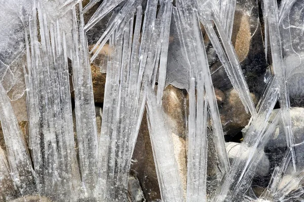 Stones Frozen Ice Interesting Ice Formations — Stockfoto