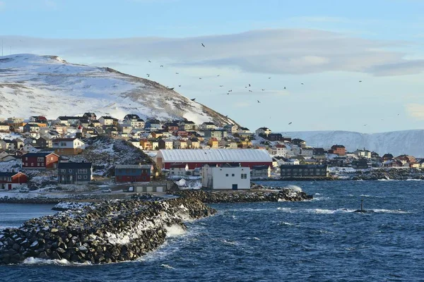 Jetty Rocks Harbor Entrance Village Honningsvg Magerya Island Finnmark County — Zdjęcie stockowe