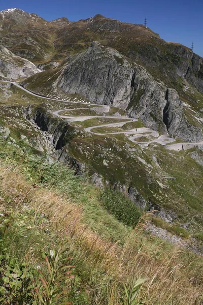 Old Gotthard Pass Road Tremola Winding Leventina Valley Airolo Ticino — Zdjęcie stockowe