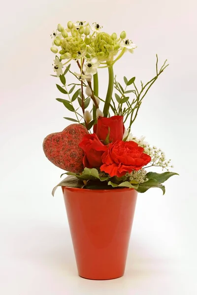 Blomma Dekoration Röd Vas — Stockfoto