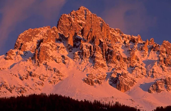 Latemar Szczyt Wieczornym Świetle Dolomity — Zdjęcie stockowe
