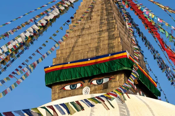 Augen Des Buddha Boudhanath Stupa Boudhanath Unesc Weltkulturerbe Kathmandu Nepal — Stockfoto