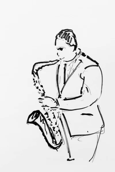 Saxophonist Drawing Artist Gerhard Kraus Kriftel Germany Europe — Stock Photo, Image