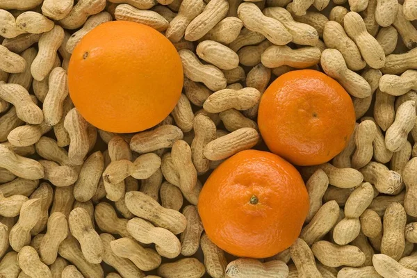 Peanuts Tangerines Close View — Zdjęcie stockowe