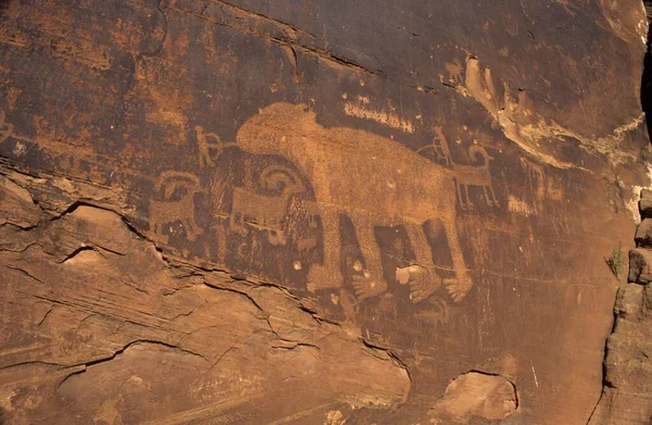 Indian Native American Rock Art Colorado River Canyon Moab Utah — Photo