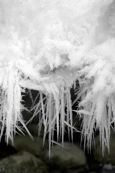 Fine Ice Crystals Hoarfrost Crystals — Fotografia de Stock