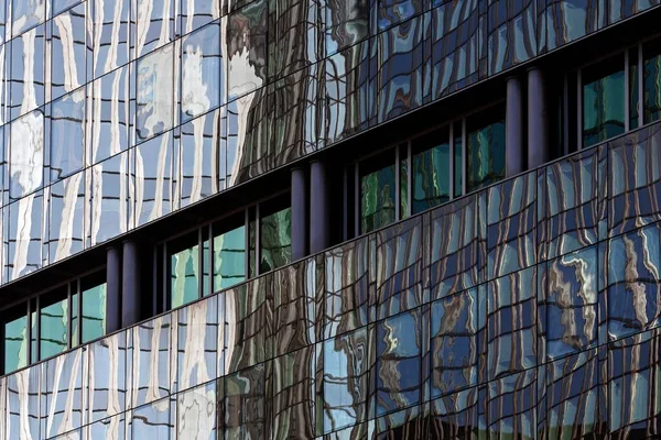 Glass Facade Reflections Financial District Westend Frankfurt Main Hesse Germany — стокове фото