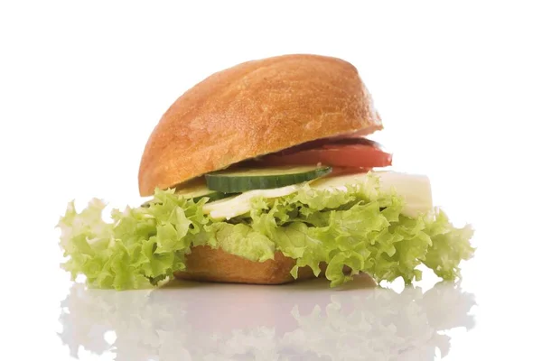 Turkey Sandwich Lettuce Tomato Cucumber — Stock Photo, Image