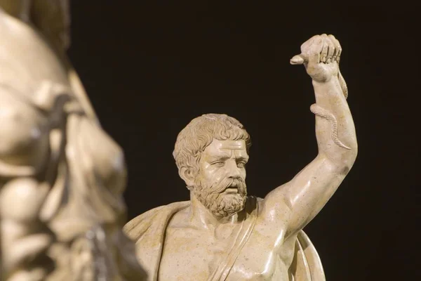 Римська Статуя Чоловіка Який Тримає Змію Над Головою Відень Австрія — стокове фото