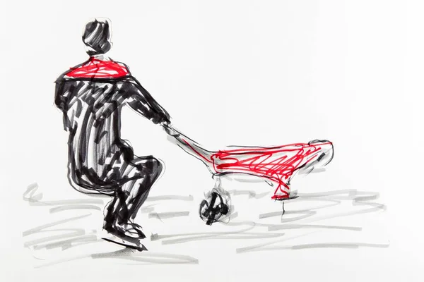 Drawing Figure Skating Artist Gerhard Kraus Kriftel — ストック写真