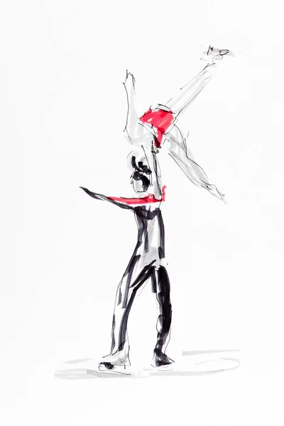 Drawing Figure Skating Artist Gerhard Kraus Kriftel — Stockfoto