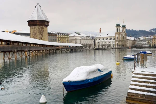 Kapellbruecke Nad Reuss Stare Miasto Lucerna Szwajcaria Europa — Zdjęcie stockowe