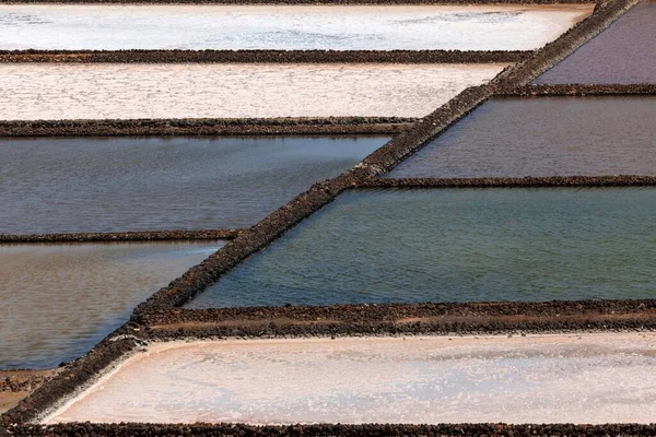 Sea Salt Production Dry Basins Salt Pans Salinas Janubio Lanzarote — ストック写真