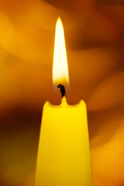 Burning Yellow Candle Close — 스톡 사진