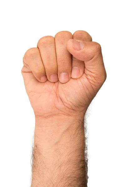 Man Hand Fisting White Background — 图库照片