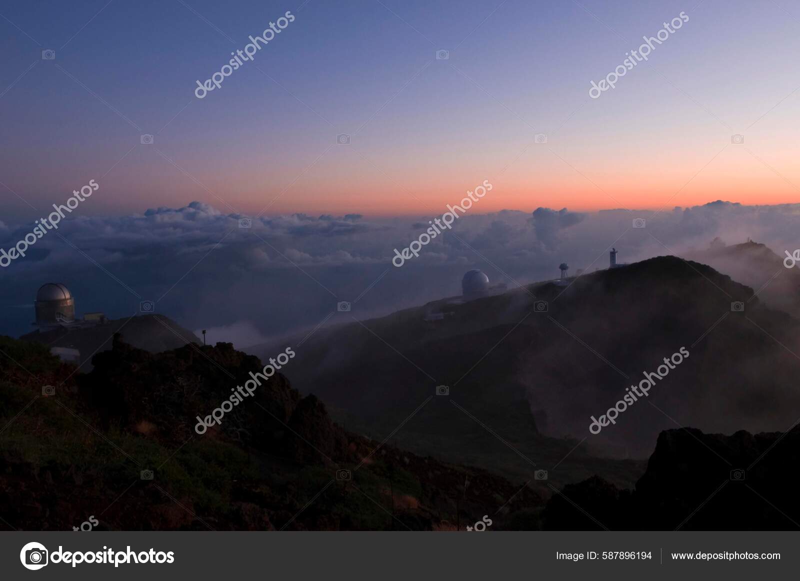 Observatorio Atardecer Roque Los Muchachos Palma Islas Canarias España