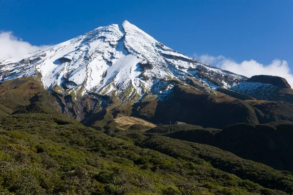 Snow Covered Mount Egmont Volcano Taranaki North Island New Zealand — Foto Stock