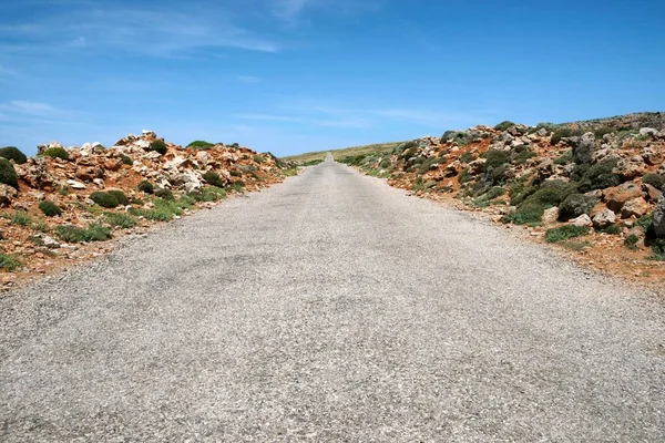 Rocks Lining Straight Country Road Cap Cavalleria Cap Cavalleria Menorca — Stockfoto
