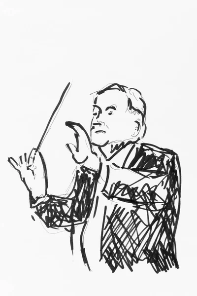 Maestro Conducting Baton Drawing Artist Gerhard Kraus Kriftel Germany Europe — Φωτογραφία Αρχείου