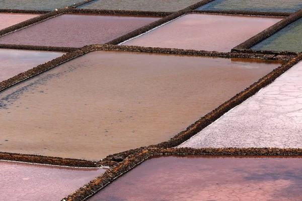 Sea Salt Production Dry Basins Salt Pans Salinas Janubio Lanzarote — 图库照片