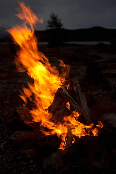 Campfire Dark Torres Del Paine National Park Thyndal Magallanes Antrtica — Stockfoto