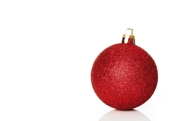 Red Glitter Christmas Tree Ball — 图库照片